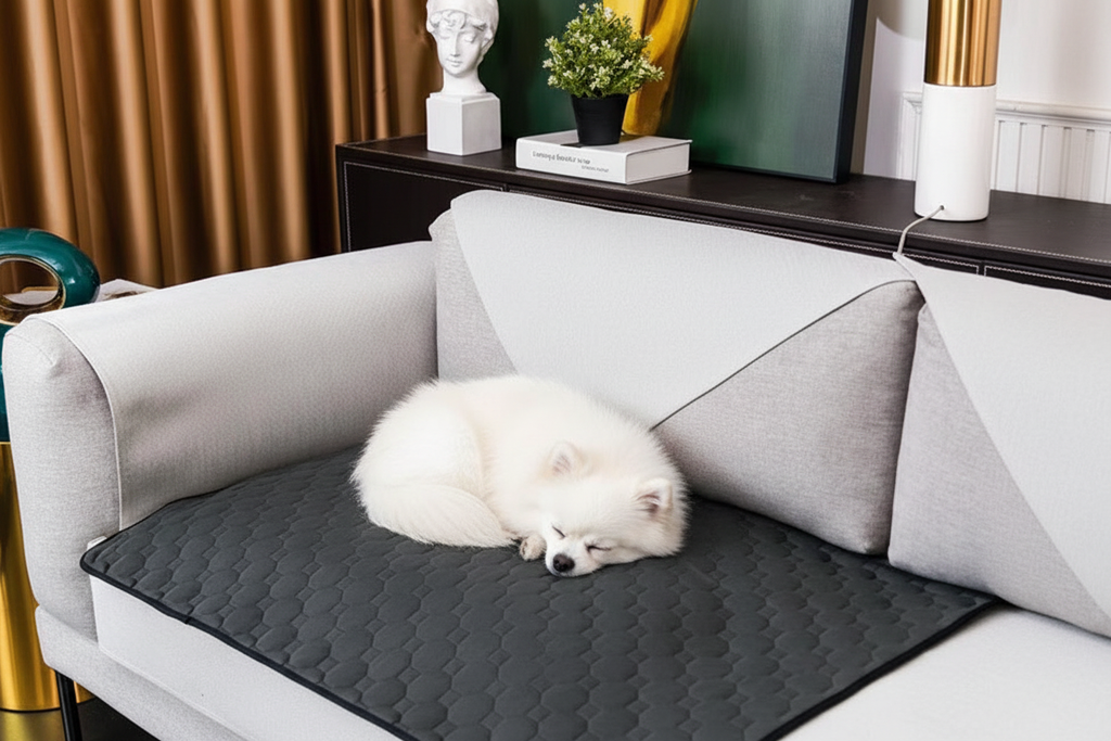 Small Dog Sleeping on Mat